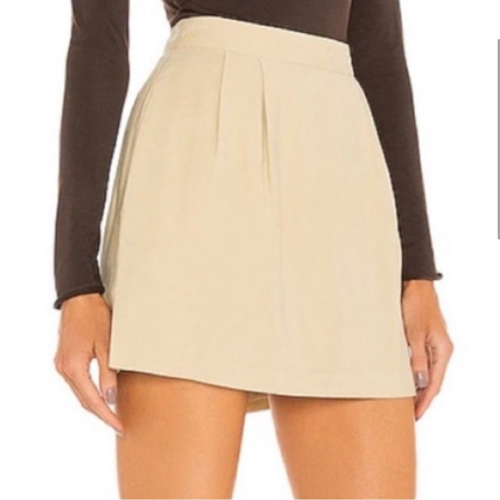 WeWoreWhat by Danielle Bernstein Khaki Pleated Mini-skirt
